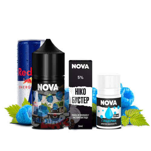 NOVA - Blue Razz Energy [ Набір 50 mg, 30 ml ]  для Vape, 260 грн.