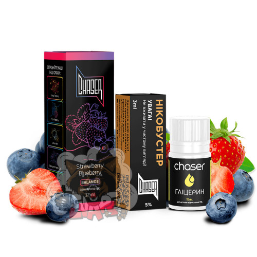 CHASER Black - Strawberry Blueberry [ Набор 50 / 65 mg, 30 ml ] для Vape, 350 грн.