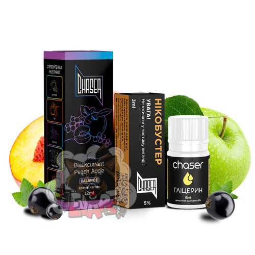 CHASER Black - Blackcurrant Peach Apple [ Набор 50 / 65 mg, 30 ml ] для Vape, 350 грн.