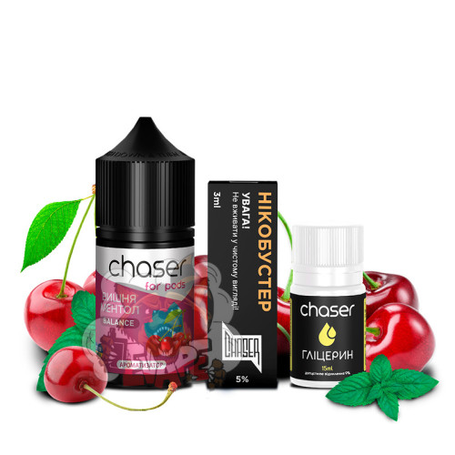 Chaser For Pods - Вишня Ментол [ Набор 50 / 65 mg, 30 ml ]  для Vape, 350 грн.
